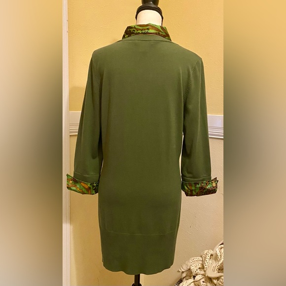 MISS TINA Sweater w/ Attached Shirt; Green w/ gold accents; Large; NWOT. - Picture 3 of 8